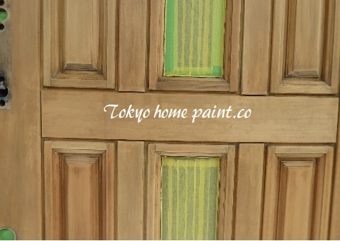 木製の玄関ドア塗装9