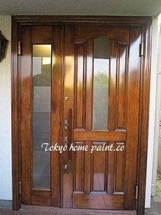 木製玄関ドア塗装、練馬区、塗装仕上げ4