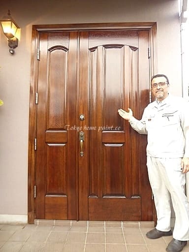木製玄関ドアの再塗装33.38
