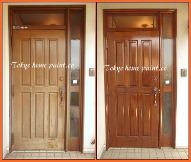 木製玄関ドア再塗装工事30