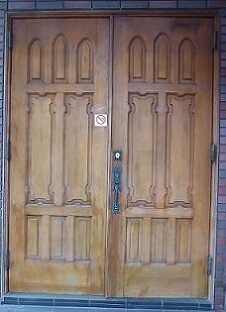 木製玄関ドア塗装1