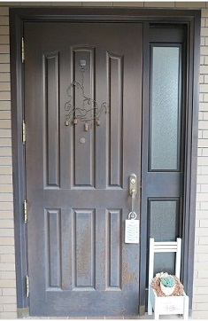 世田谷区木製アイカ玄関ドア塗装1