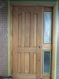 世田谷区木製アイカ玄関ドア塗装2