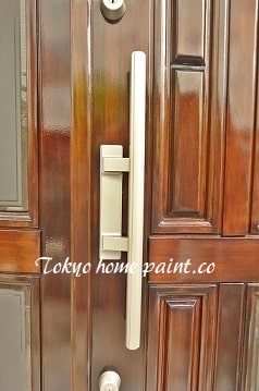 木製の玄関ドア塗装11