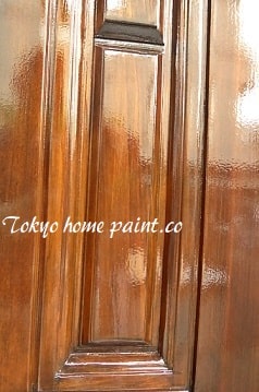木製の玄関ドア塗装13