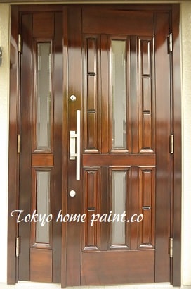 木製の玄関ドア塗装,