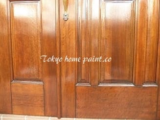 木製玄関ドアの再塗装33.36
