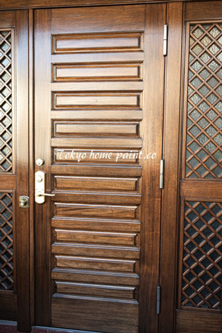 木製玄関ドアの塗装/世田谷区仕上げ