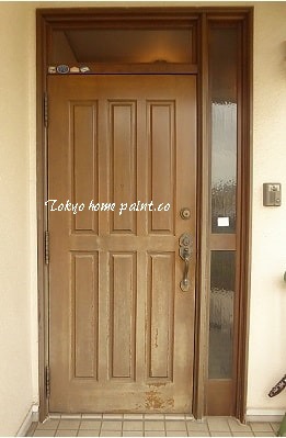 木製玄関ドア再塗装.1