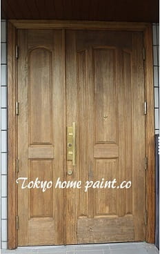 木製玄関ドア塗装、西東京市7