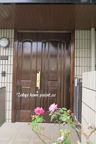 木製玄関ドア塗装、西東京市12