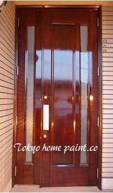 ヤマハ木製玄関ドア塗装仕上げ、横浜市