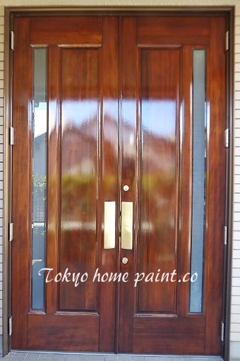 木製玄関ドア塗装なおし17