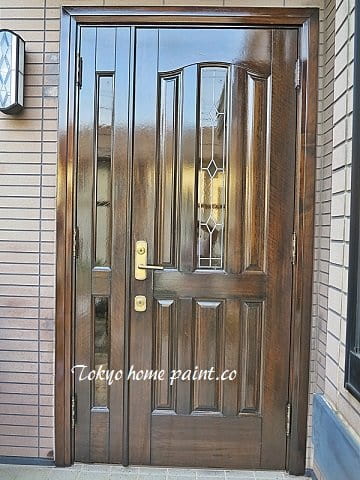 横浜市木製玄関ドア塗装
